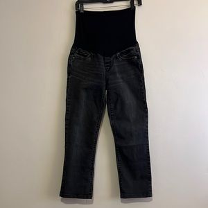 Gap Maternity full panel over the bump black/gray cropped jeans. Size 28.